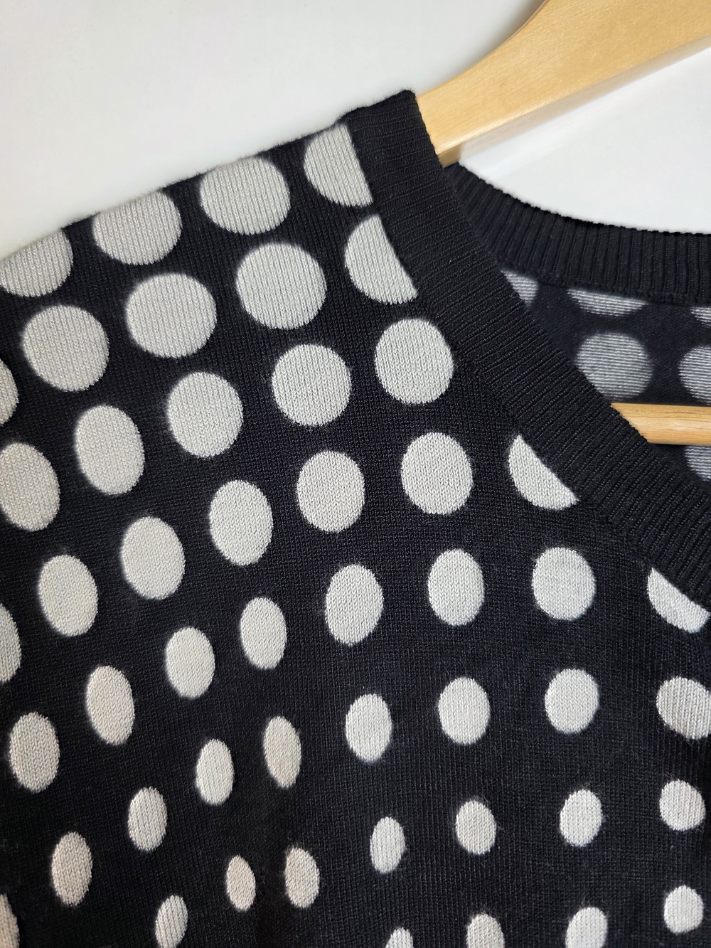 Spense Knits Black & White Polka Dot Button Front Cardigan XL Cottagecore - Picture 3 of 8